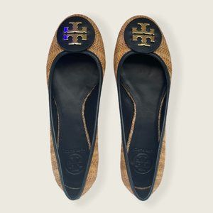 Tory Burch Reva Raffia Straw Ballet Flats Size 9